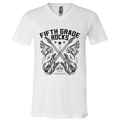 Fifth Grade Rocks V-Neck T-Shirt