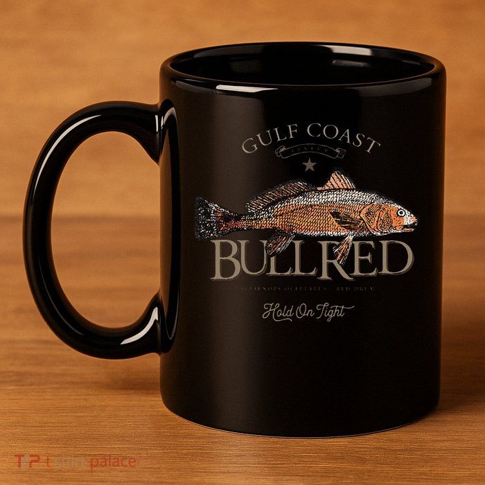 Fishing Gulf Red Drum Redfish Bull Red 11oz C Handle Ceramic Mug