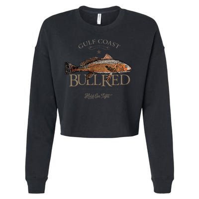 Fishing Gulf Red Drum Redfish Bull Red Cropped Pullover Crew