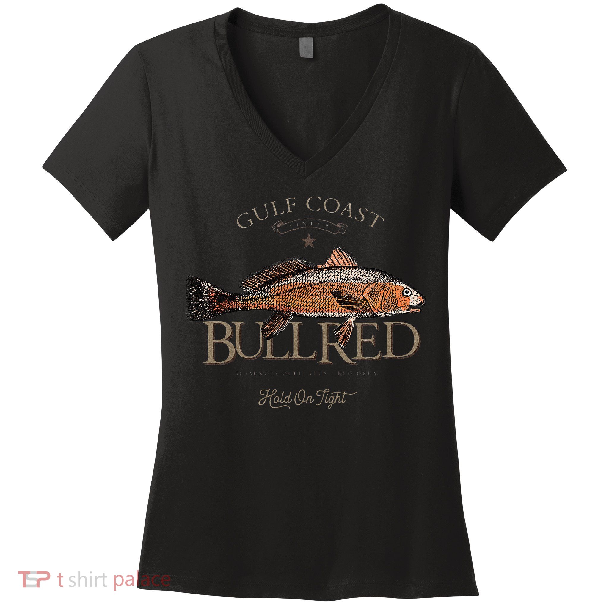 Fishing Gulf Red Drum Redfish Bull Red Women's V-Neck T-Shirt