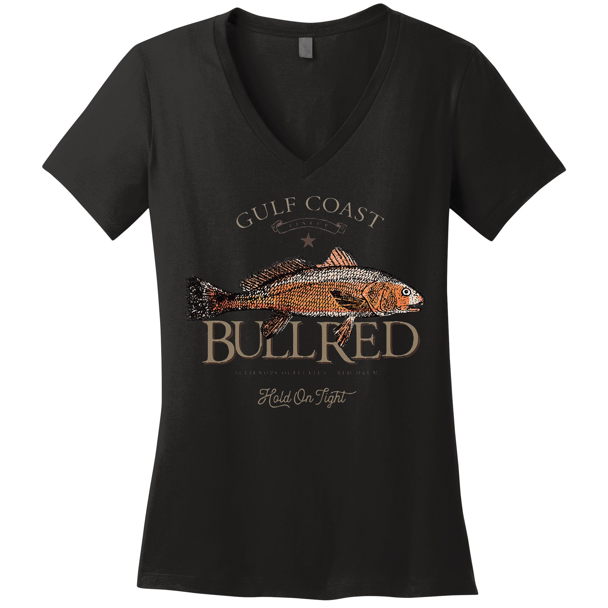Fishing Gulf Red Drum Redfish Bull Red Women's V-Neck T-Shirt