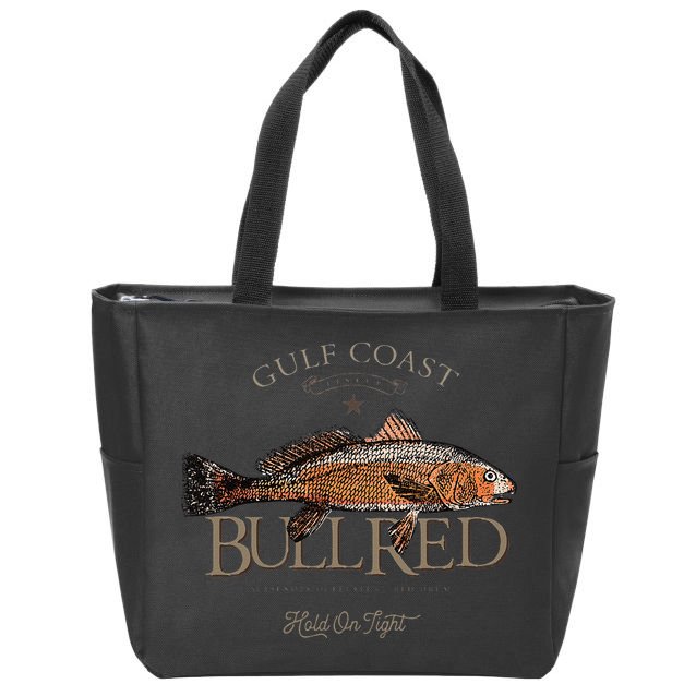 Fishing Gulf Red Drum Redfish Bull Red Zip Tote Bag