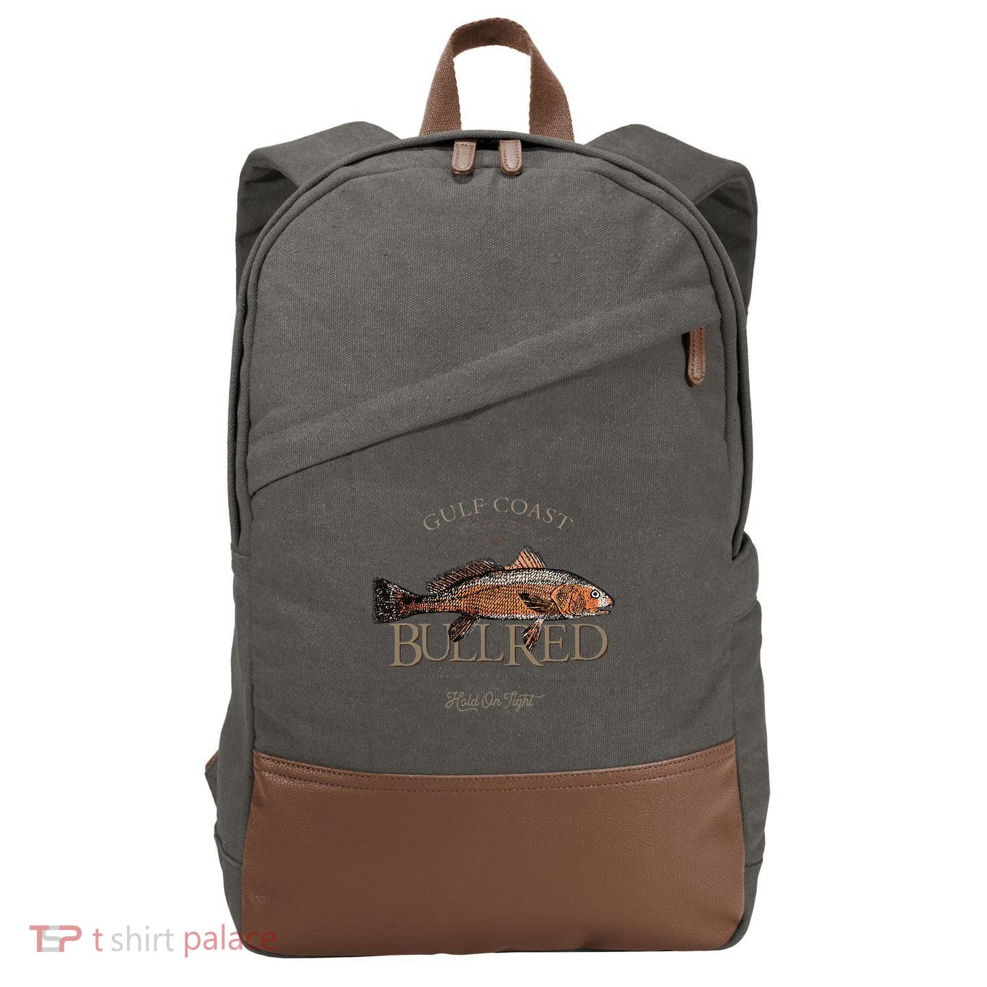 Fishing Gulf Red Drum Redfish Bull Red Cotton Canvas Backpack