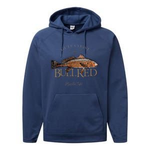 Fishing Gulf Red Drum Redfish Bull Red Performance Fleece Hoodie