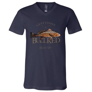 Fishing Gulf Red Drum Redfish Bull Red V-Neck T-Shirt