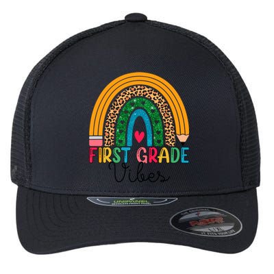 First Grade Rainbow Leopard 1St Grade Vibes Team 1St Grade Gift Flexfit Unipanel Trucker Cap