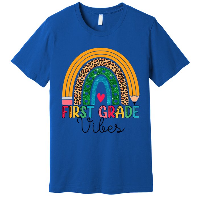 First Grade Rainbow Leopard 1St Grade Vibes Team 1St Grade Gift Premium T-Shirt