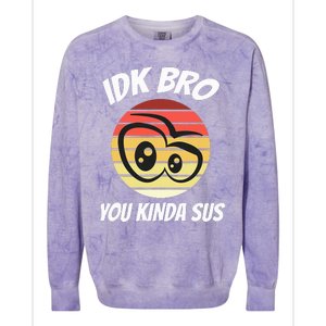 Fun Gamer Retro Style Idk Bro You Kinda Sus Colorblast Crewneck Sweatshirt