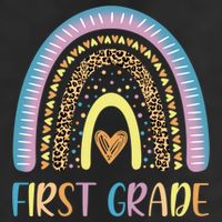 First Grade Rainbow Leopard Teacher Team 1St Grade Funny Gift 7 Panel Mesh Trucker Snapback Hat
