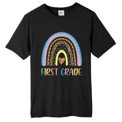 First Grade Rainbow Leopard Teacher Team 1St Grade Funny Gift Tall Fusion ChromaSoft Performance T-Shirt