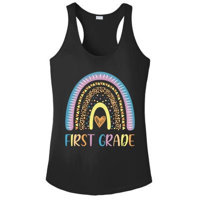 First Grade Rainbow Leopard Teacher Team 1St Grade Funny Gift Ladies PosiCharge Competitor Racerback Tank