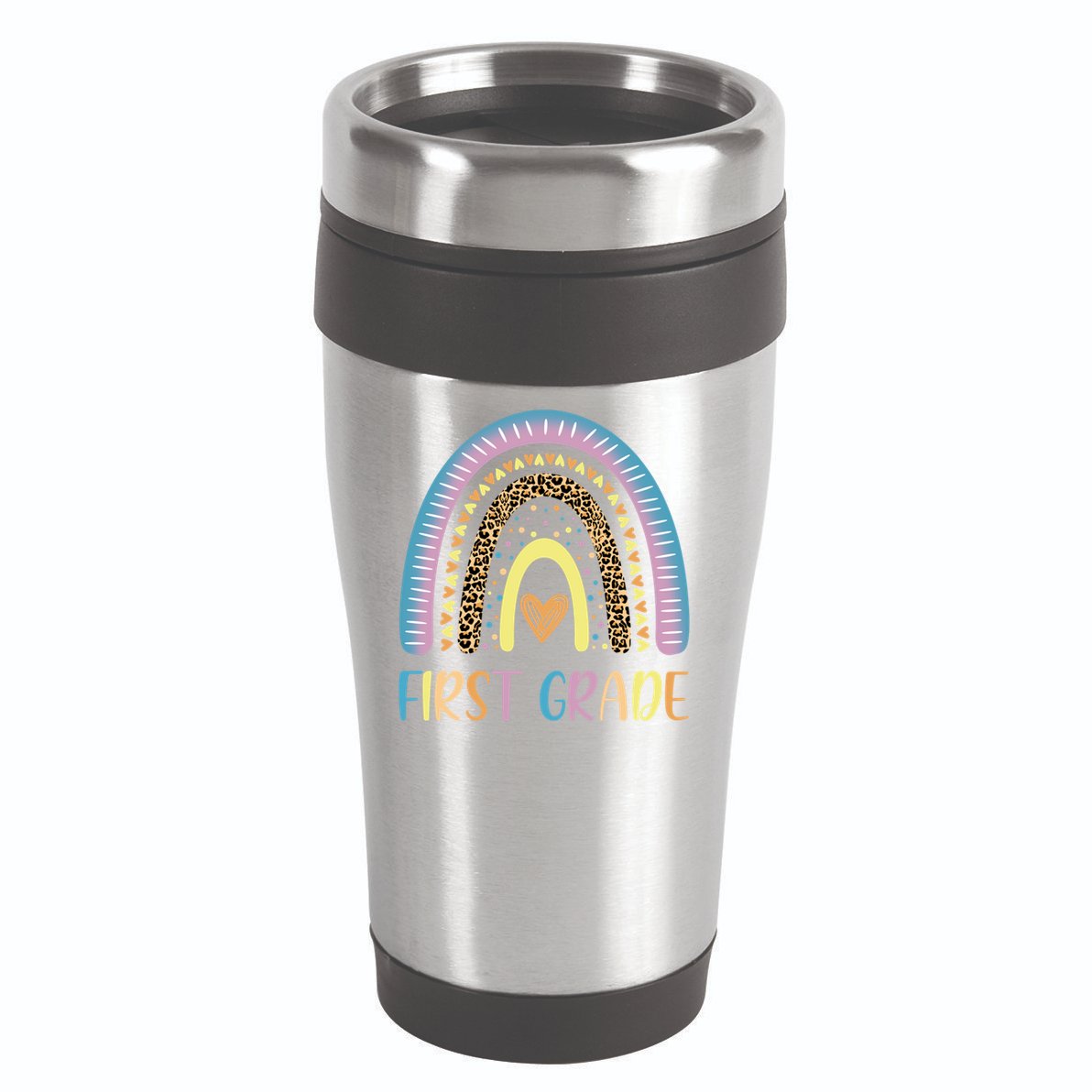 First Grade Rainbow Leopard Teacher Team 1St Grade Funny Gift 16oz Travel Tumbler