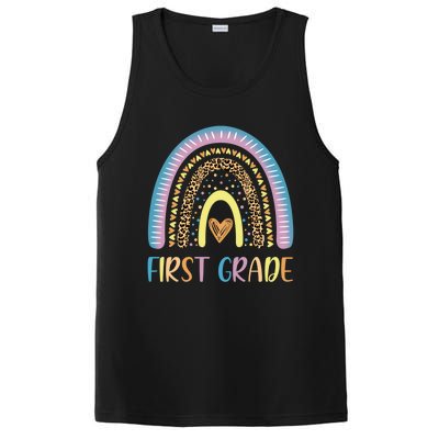 First Grade Rainbow Leopard Teacher Team 1St Grade Funny Gift PosiCharge Competitor Tank