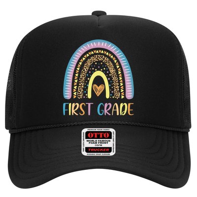 First Grade Rainbow Leopard Teacher Team 1St Grade Funny Gift Trucker Hat