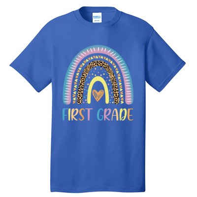 First Grade Rainbow Leopard Teacher Team 1St Grade Funny Gift Tall T-Shirt