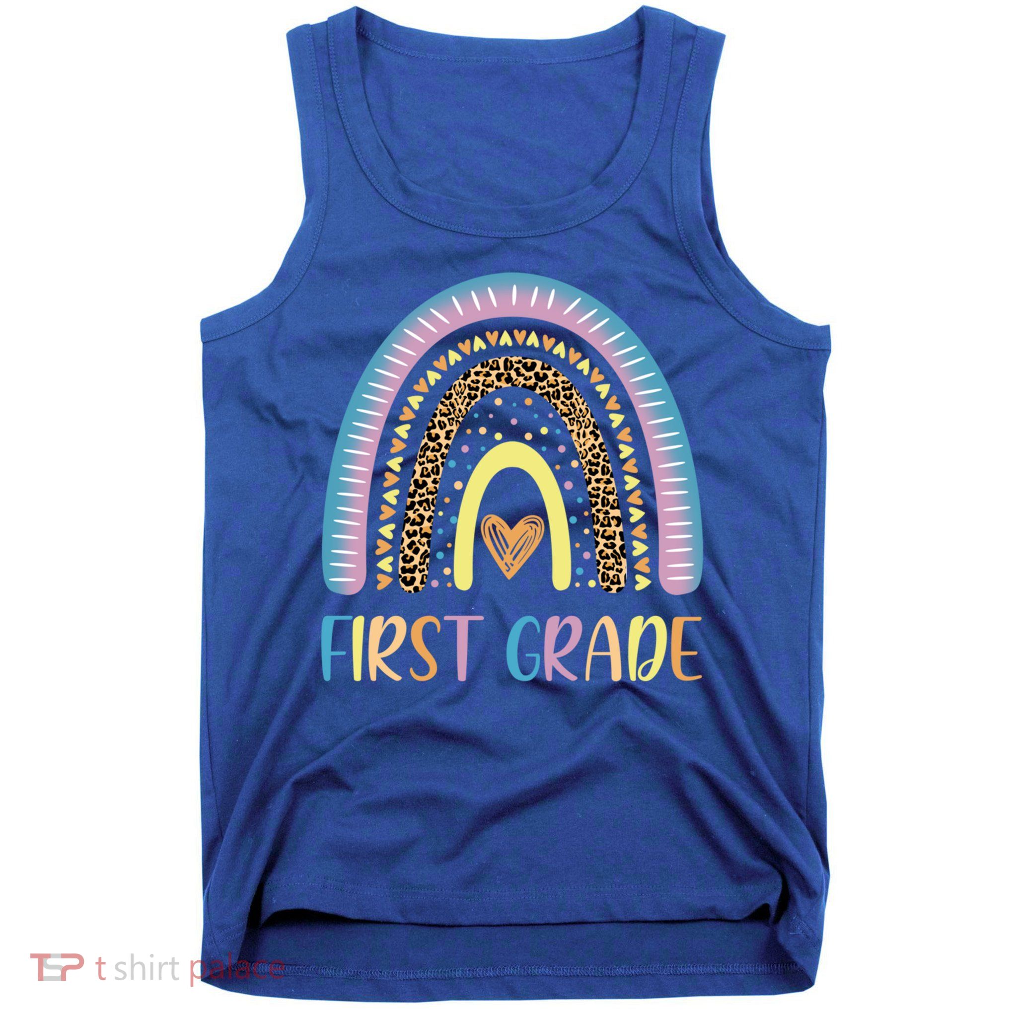 First Grade Rainbow Leopard Teacher Team 1St Grade Funny Gift Tank Top