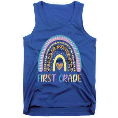 First Grade Rainbow Leopard Teacher Team 1St Grade Funny Gift Tank Top