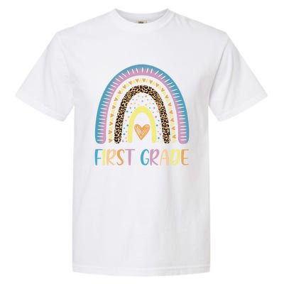 First Grade Rainbow Leopard Teacher Team 1St Grade Funny Gift Garment-Dyed Heavyweight T-Shirt