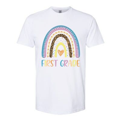 First Grade Rainbow Leopard Teacher Team 1St Grade Funny Gift Softstyle CVC T-Shirt