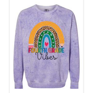 Fourth Grade Rainbow Leopard 4Th Grade Vibes Team 4Th Grade Funny Gift Colorblast Crewneck Sweatshirt