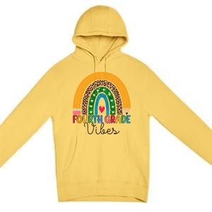 Fourth Grade Rainbow Leopard 4Th Grade Vibes Team 4Th Grade Funny Gift Premium Pullover Hoodie