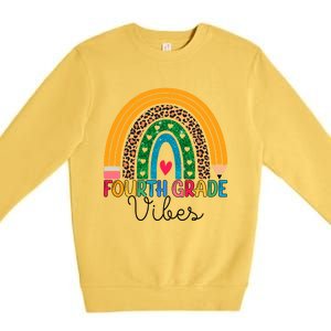 Fourth Grade Rainbow Leopard 4Th Grade Vibes Team 4Th Grade Funny Gift Premium Crewneck Sweatshirt