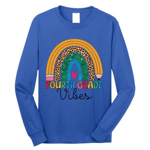 Fourth Grade Rainbow Leopard 4Th Grade Vibes Team 4Th Grade Funny Gift Long Sleeve Shirt