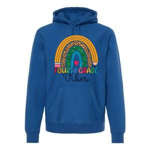 Fourth Grade Rainbow Leopard 4Th Grade Vibes Team 4Th Grade Funny Gift Premium Hoodie