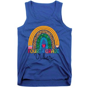 Fourth Grade Rainbow Leopard 4Th Grade Vibes Team 4Th Grade Funny Gift Tank Top