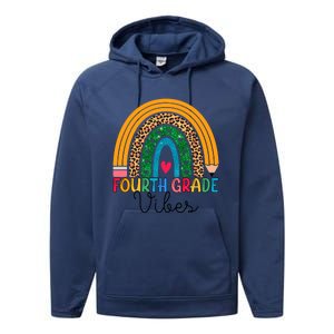 Fourth Grade Rainbow Leopard 4Th Grade Vibes Team 4Th Grade Funny Gift Performance Fleece Hoodie