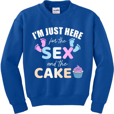 Funny Gender Reveal I'm Here Just For The Sex And The Cake Gift Kids Sweatshirt