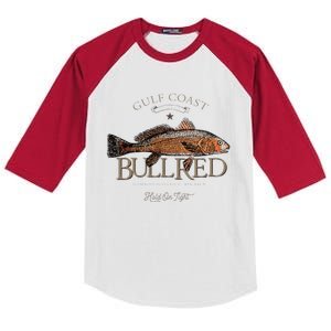 Fishing Gulf Red Drum Redfish Bull Red Kids Colorblock Raglan Jersey