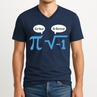 Funny Get Real Be Rational Shirt Pi Math Teacher Geek V-Neck T-Shirt
