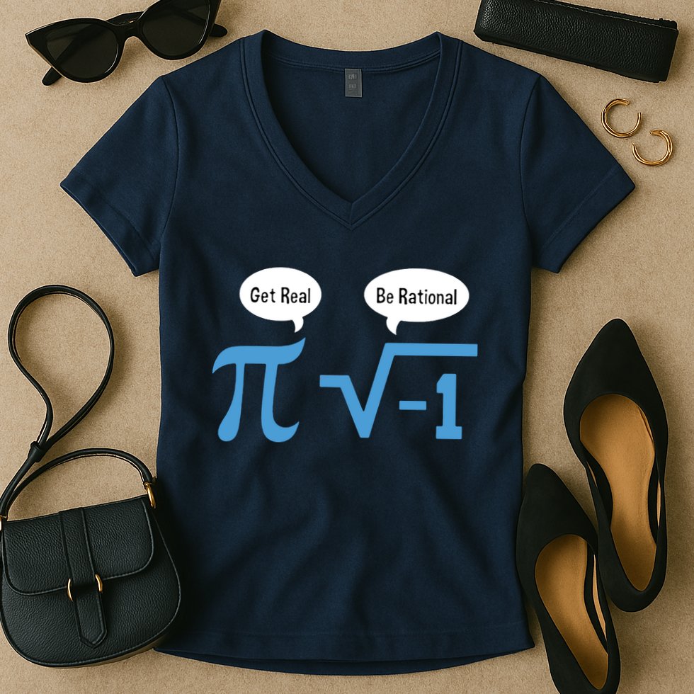 Funny Get Real Be Rational Shirt Pi Math Teacher Geek Women's V-Neck T-Shirt