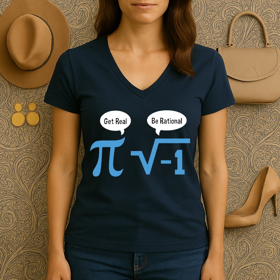 Funny Get Real Be Rational Shirt Pi Math Teacher Geek Women's V-Neck T-Shirt