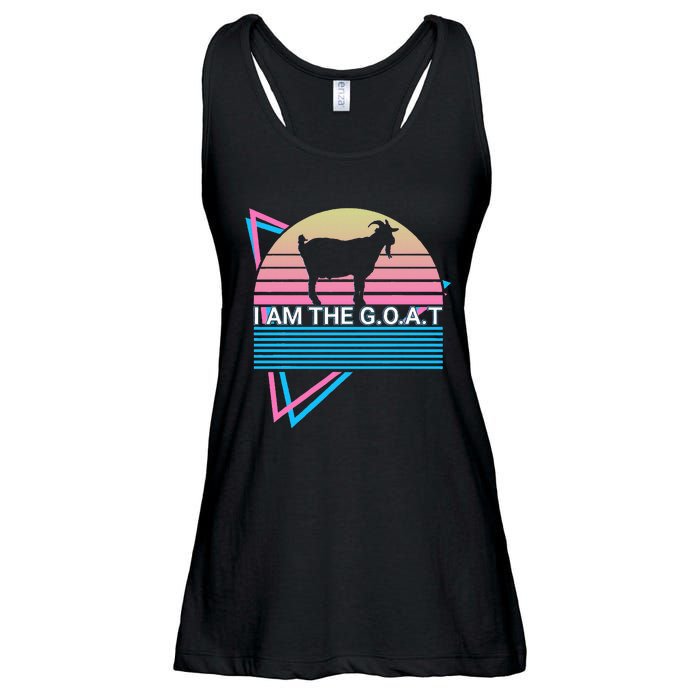 Funny Goat Retro Greatest Of All Time I Am The G.O.A.T Ladies Essential Flowy Tank