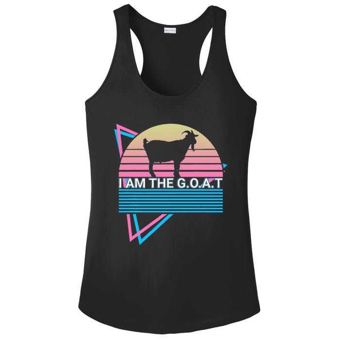 Funny Goat Retro Greatest Of All Time I Am The G.O.A.T Ladies PosiCharge Competitor Racerback Tank