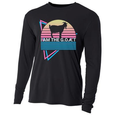 Funny Goat Retro Greatest Of All Time I Am The G.O.A.T Cooling Performance Long Sleeve Crew