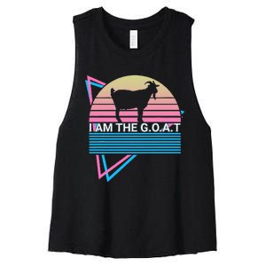 Funny Goat Retro Greatest Of All Time I Am The G.O.A.T Women's Racerback Cropped Tank