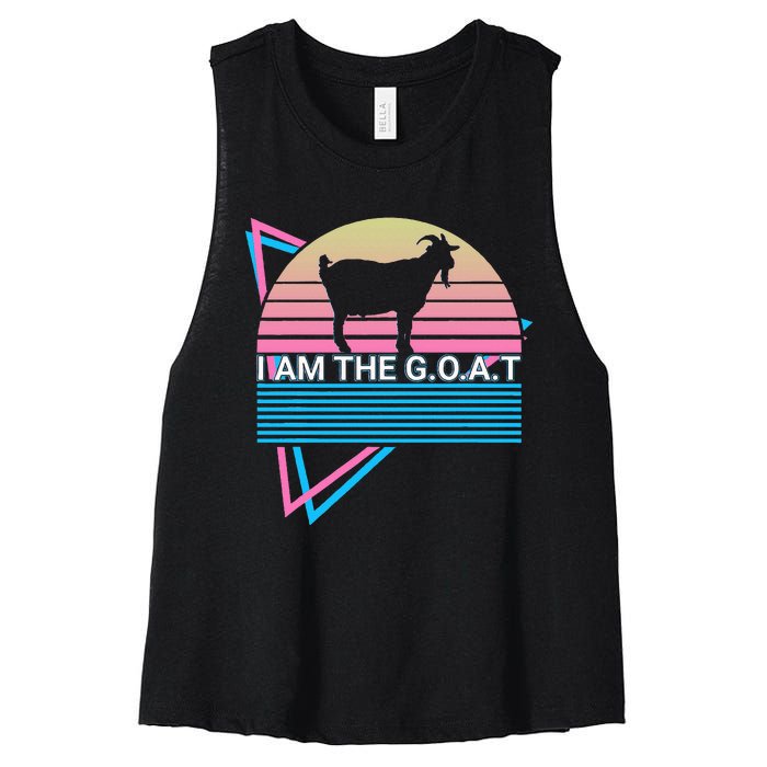 Funny Goat Retro Greatest Of All Time I Am The G.O.A.T Women's Racerback Cropped Tank