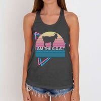 Funny Goat Retro Greatest Of All Time I Am The G.O.A.T Women's Knotted Racerback Tank