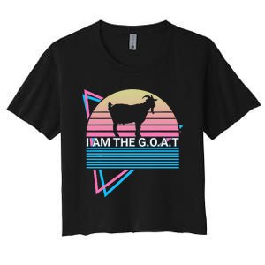 Funny Goat Retro Greatest Of All Time I Am The G.O.A.T Women's Crop Top Tee