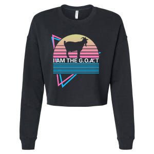 Funny Goat Retro Greatest Of All Time I Am The G.O.A.T Cropped Pullover Crew