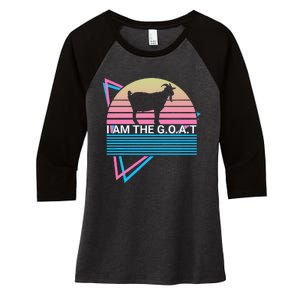 Funny Goat Retro Greatest Of All Time I Am The G.O.A.T Women's Tri-Blend 3/4-Sleeve Raglan Shirt