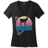 Funny Goat Retro Greatest Of All Time I Am The G.O.A.T Women's V-Neck T-Shirt