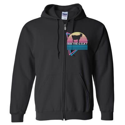 Funny Goat Retro Greatest Of All Time I Am The G.O.A.T Full Zip Hoodie