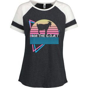 Funny Goat Retro Greatest Of All Time I Am The G.O.A.T Enza Ladies Jersey Colorblock Tee