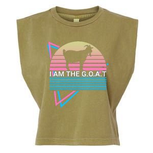 Funny Goat Retro Greatest Of All Time I Am The G.O.A.T Garment-Dyed Women's Muscle Tee