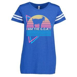 Funny Goat Retro Greatest Of All Time I Am The G.O.A.T Enza Ladies Jersey Football T-Shirt