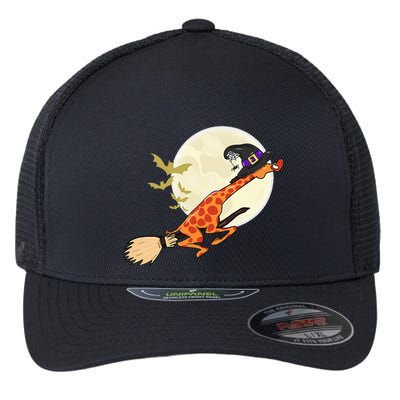 Funny Giraffe Ride Witch Shotgun Giraffe Halloween Flexfit Unipanel Trucker Cap
